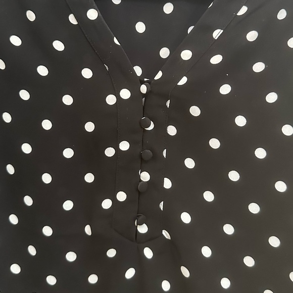 Express Black and White Polka Dot Blouse with Ruffle Sleeves in Women’s Large - Picture 7 of 7